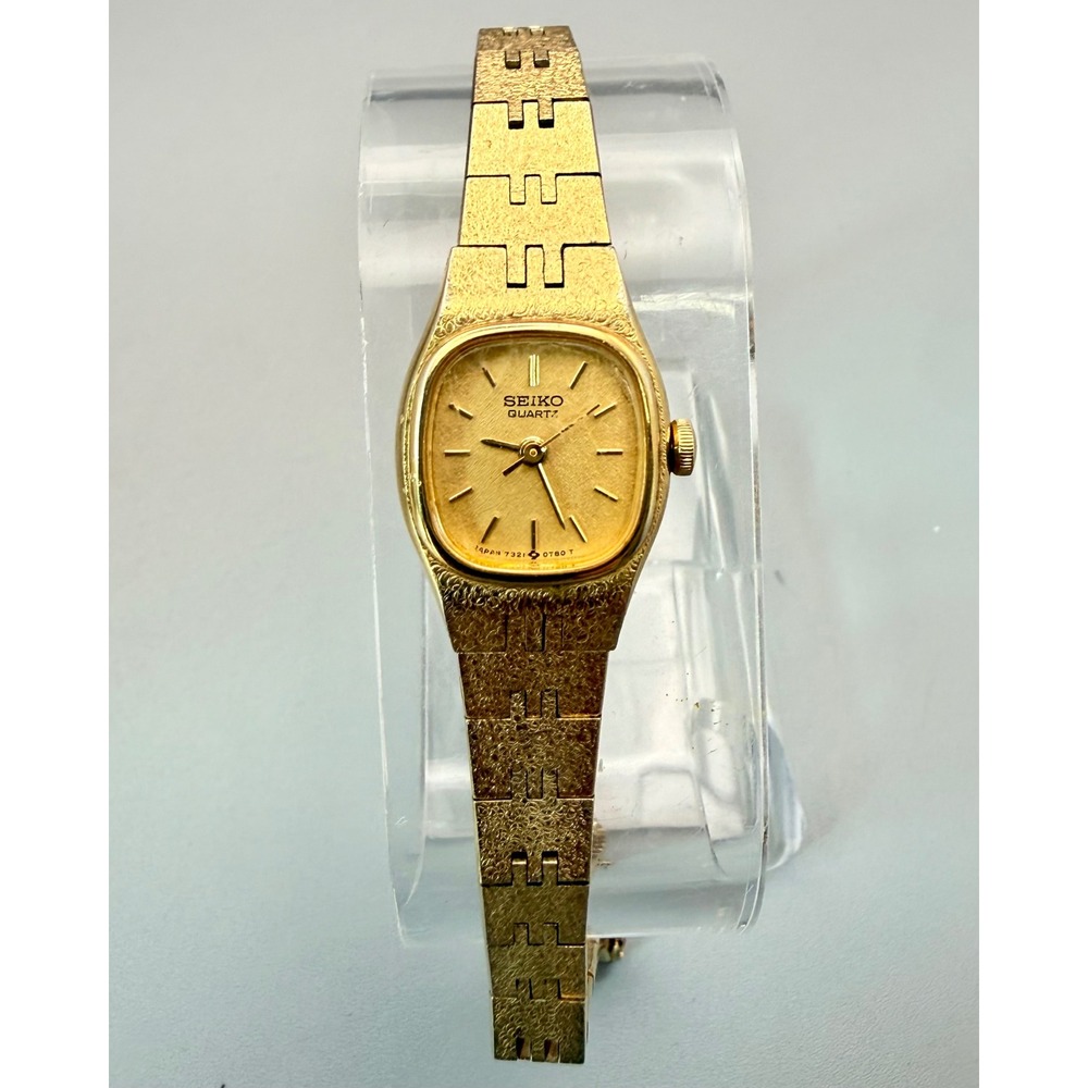 Seiko Gold Tone Textured Bracelet Quartz Watch 7321-5399